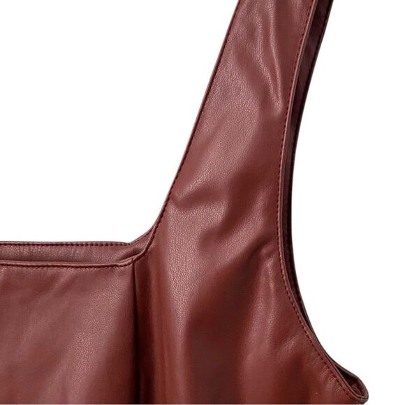 Jolie & Joy Brown Faux Leather Sleeveless Mini Dress in Size Medium - Picture 8 of 10